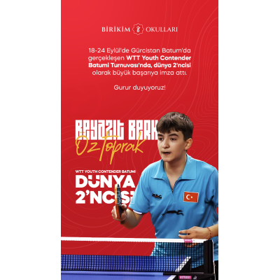 Öğrencimiz WTT Youth Contender Batumi Turnuvası'nda, Dünya 2'ncisi Oldu!